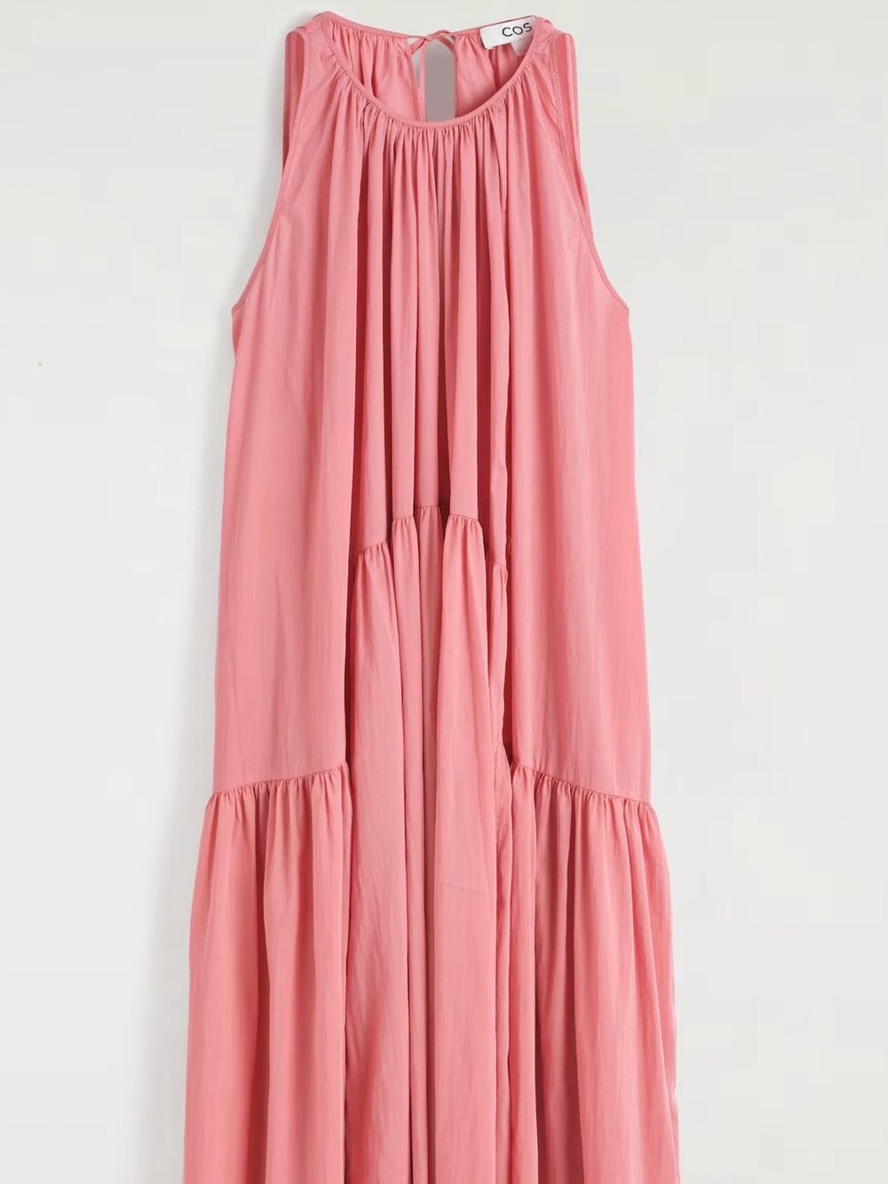 Women's Maxi Dress - Coral Pink Halter Maxi Dress - Picture 13 of 14